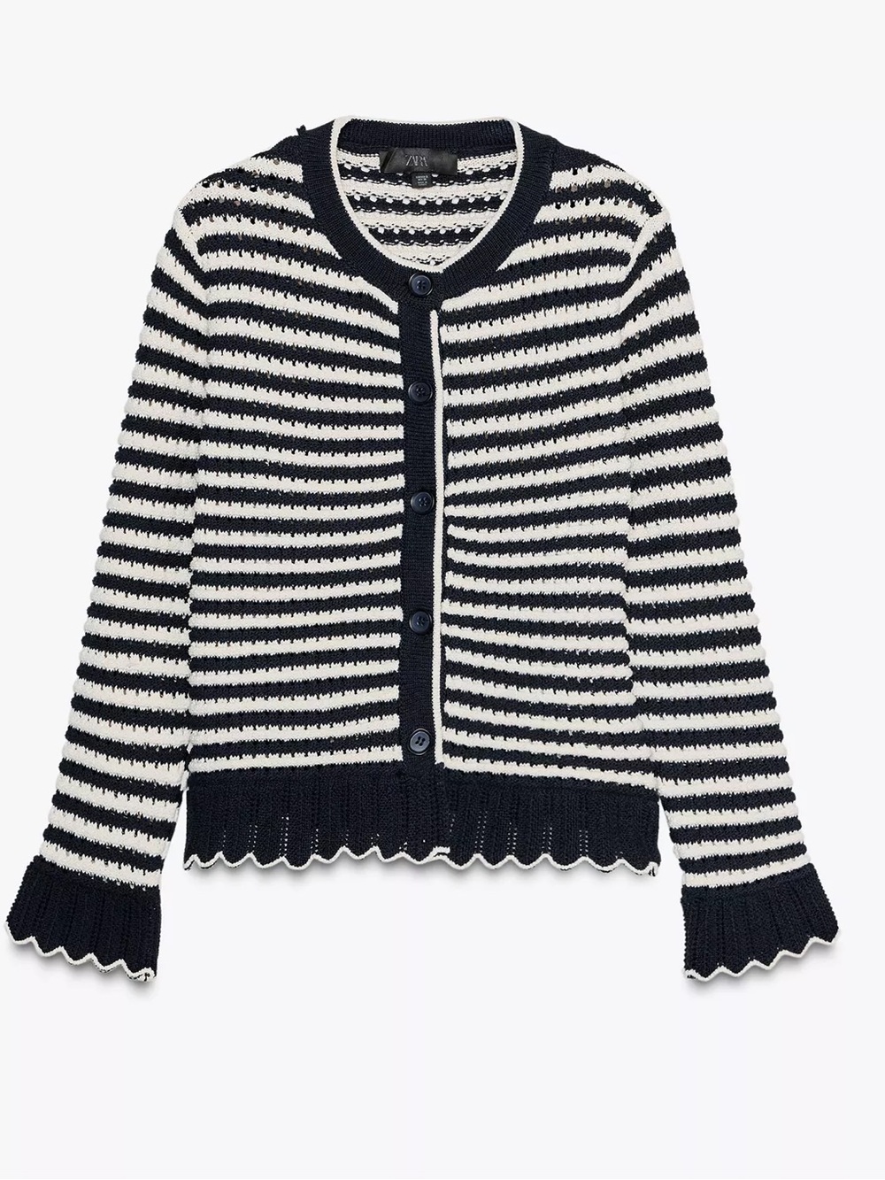 Zara Striped Ruffle Knot Cardigan Small
